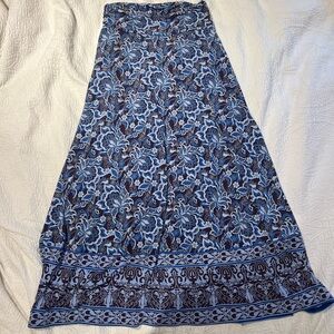 Elegant Blue and Brown Floral Maxi Skirt